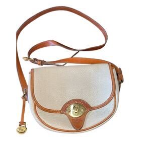 Dooney Bourke Small Cavalry Trooper AWL Bone British Tan Vintage 1994 EUC preppy